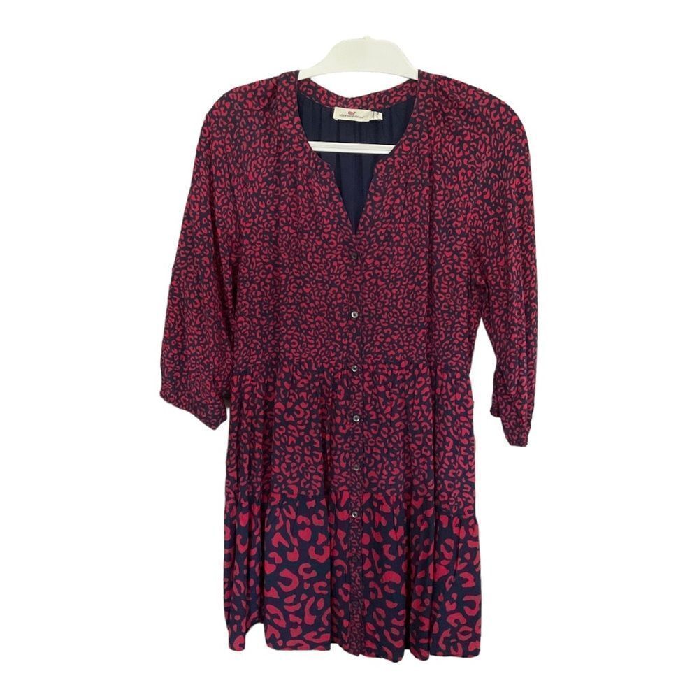 Vineyard Vines Leopard Tiered Dress M